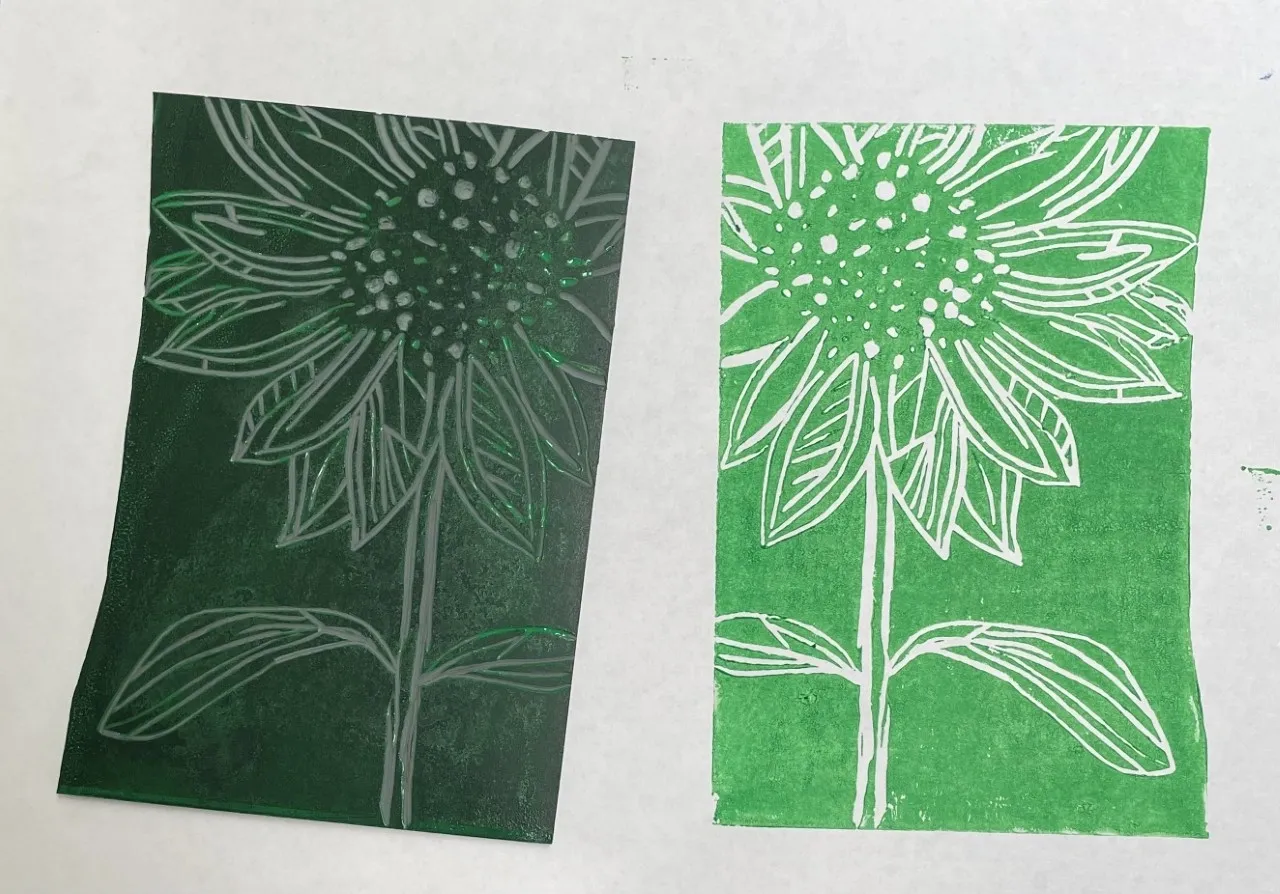RMAS - lino print sunflower